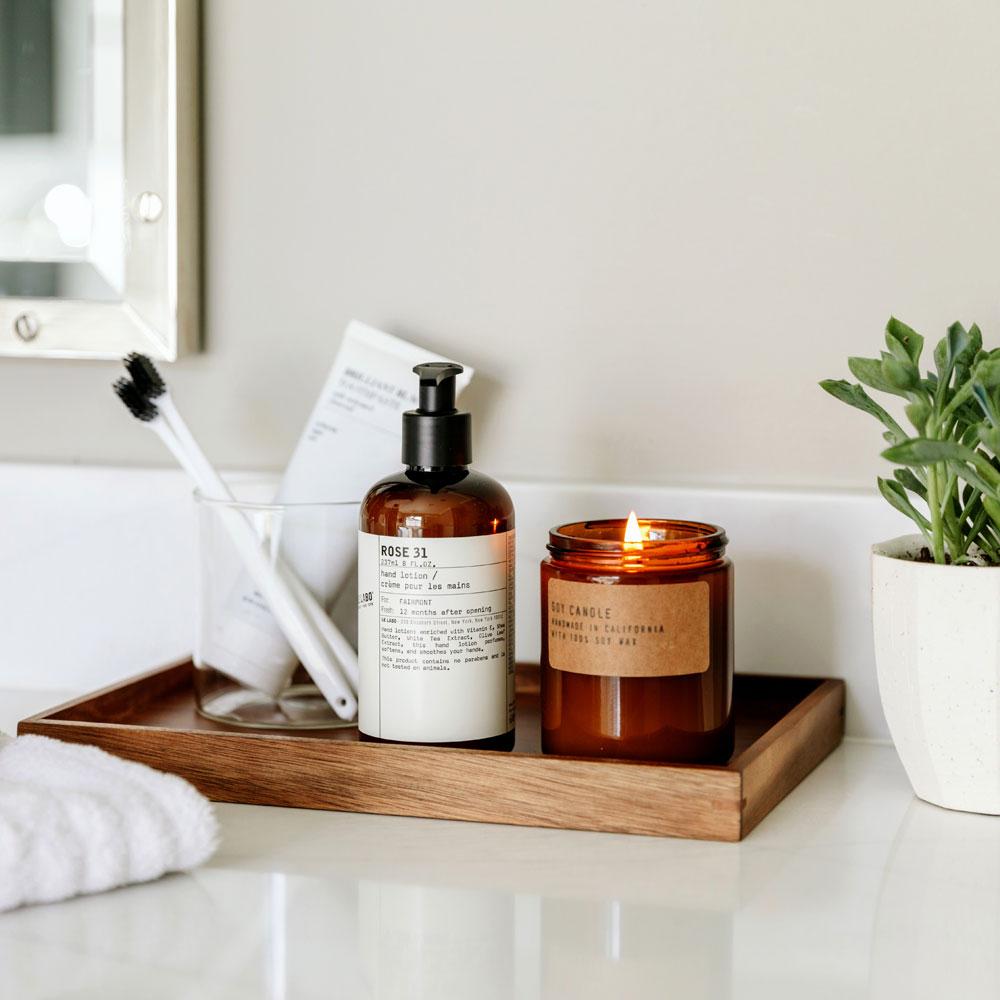 Le Labo Rose 31 hand wash on tray
