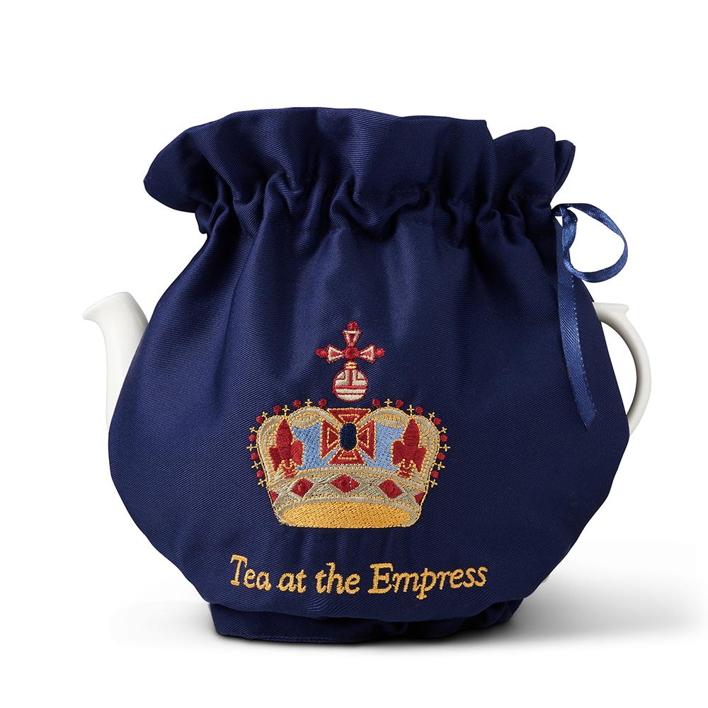 Empress Royal Pattern Teapot Cozy in Navy on Tea Pot