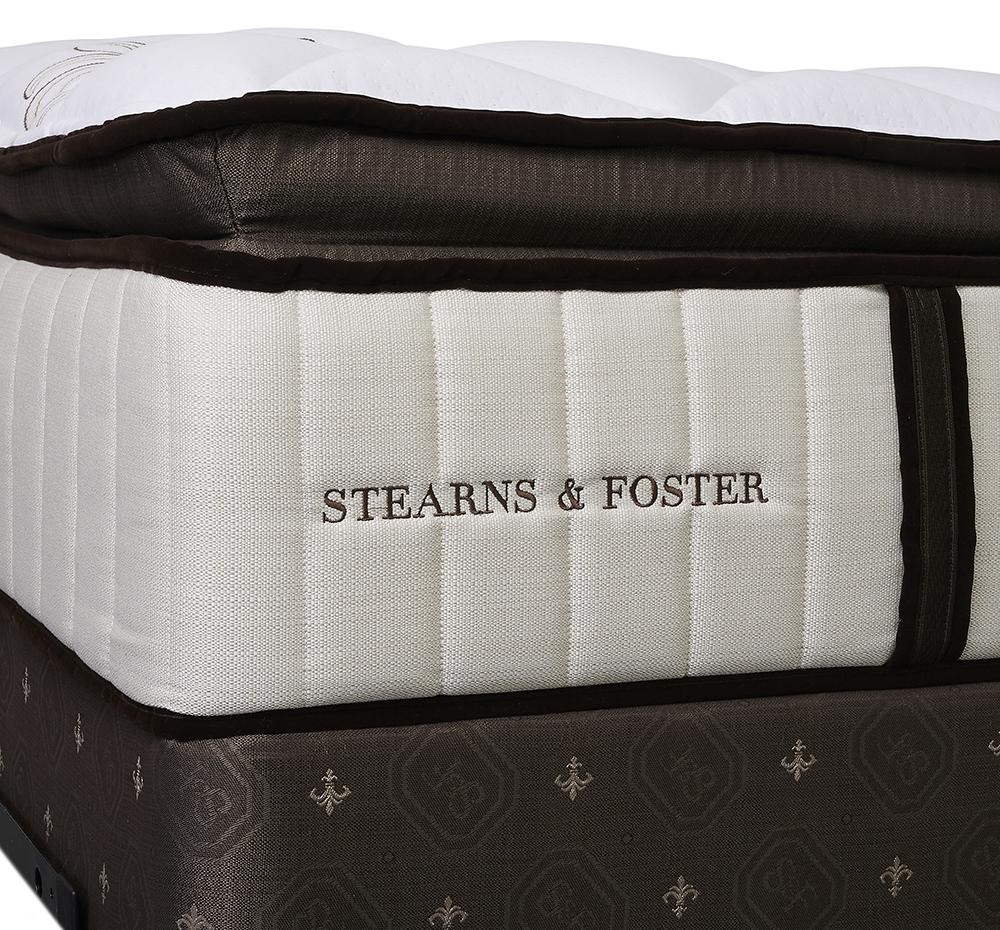 The Fairmont Signature Bed - Sealy Sterns &amp; Foster mattress side detail with logo