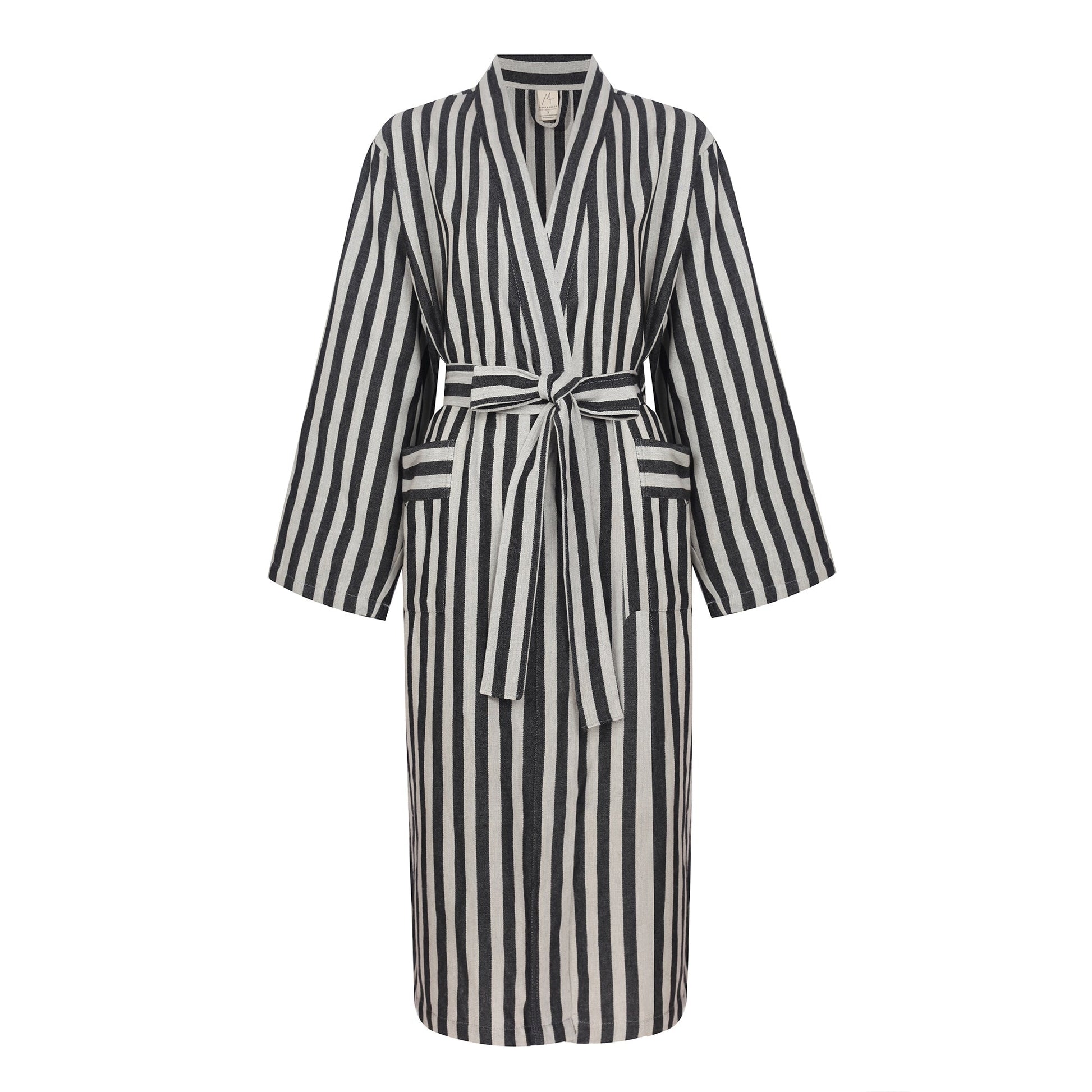 Turkish Linen Robe - Black Stripe | Obakki S Turkish Linen Robe - Black Stripe | Obakki S
